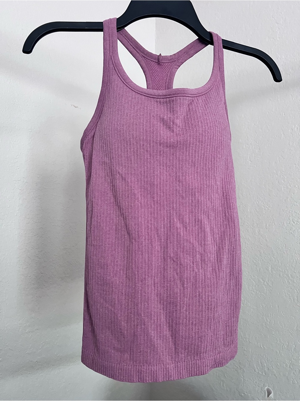 Lululemon Women's Ribbed Racerback Tank. Built in shelf with pads. Dusty Rose. S